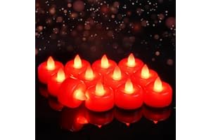 wisdom line Velas LED Eléctricas, 8 Piezas, Rojo, Sin Llama, Para Boda, Halloween, Navidad, Decoración de Mesa, Larga Duración