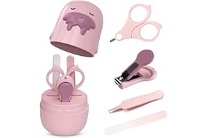 SHARPCOST Baby-Nagelset, 4-in-1-Baby-Nagelpflege-Set mit niedlichem Etui, Baby-Nagelknipser, Schere, Nagelfeile & Pinzette, Baby-Maniküre-Set und Pediküre-Set für Neugeborene, Säuglinge, Kleinkinder