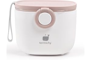 Termichy Milk Powder Scoop Baby Milk Powder Dispenser, 250 g Airtight Portable Milk Powder Container for Travel, with Scraper and Spoon (Pink and White, 1 Piece)