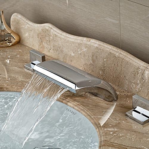 VanMe Basin Faucet Deck Mounted Bathroom Basin Faucet Dual Handle 3 Pcs 3 Holes Mixer Tap