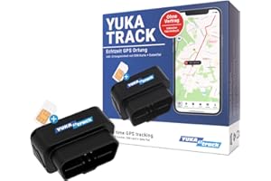 YUKAtrack Elektronisches Fahrtenbuch, Finanzamtkonform, OBD2 Stecker inkl. 12 Monate Lizenz mit SIM Karte und Datenflat, Europaweite LIVE GPS Ortung, Ohne ABO, Auto, LKW, Transporter