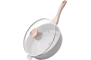 Kordisen 26 cm Indukcyjna Ceramiczna Patelnia do Smażenia, Patelnia Nieprzywierająca z Pokrywką, Zdrowa i Nietoksyczna, Bez PFOA i PFAS