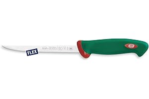 Sanelli Línea Premana Professional,Cuchillo Filetear Flexible Cm.16,Acero Inoxidable,Verde y Rojo,30.0x3.0x4.0 cm