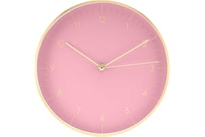 ‎LUUK LIFESTYLE LUUK LIFESTYLE Wanduhr mit Quarz Uhrwerk ohne Ticken, Schlichtes und modernes Design mit gut lesbaren Ziffern, Deko Geschenk in Rosa und Gold