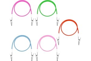 Xinjoduz 5 PCS Dental Bib Clips, Silicone Bib Chain Napkin Clip Holder, Neck Chain with Lanyard for Runners Dentists Youth Elderly Adult Patient Towels Restaurant Cloth Travel (5 Colors)