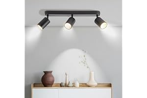 CHENBEN Focos Techo 3 Focos LED GU10 Lampara Focos Techo Orientables Giratorios LED para Dormitorio, Salas,Sin bombilla,Negro
