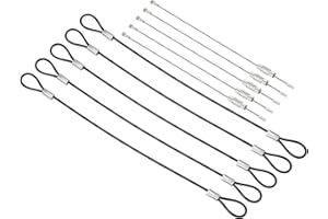 PATIKIL 0. 6Ft Sicurezza Cavo Blocco, 5pz Inossidabile Acciaio 2mm Dia Sicurezza Filo Corda con Doppio Ring Avvitato Filo Cavo per Stadio Illuminazione Bagagli Blocco Nero