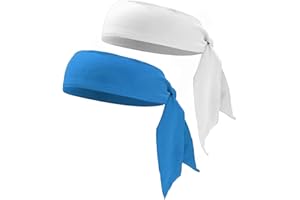 NiceYnn 2pcs Head Ties Headband, Unisex Elastic Bandana Adjustable Sports Tie Back Sweatband Non-Slip Yoga Ninja Karate Hair Band Head Strap Scarf Wrap Wristband for Running Fitness Workout