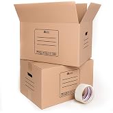 MERCURY-PACK 10/20 Moving and Storage Boxes (10 Boxes 43x30x25cm 32L) | Ultra Resistant + Seal, Cardboard Boxes with Handles