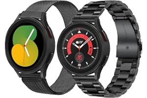 OTOPO Kompatibel Samsung Galaxy Watch 4/6 Classic Armband 46mm 47mm 42mm 43mm,Watch 4/5/6/7/FE 40mm 44mm,Active 2 Armband Metall Frauen Männer, 20mm Metallarmband Edelstahl,Schwarz
