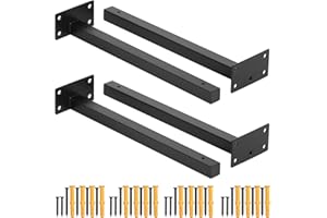 Faankiton 4 sztuki wytrzymałych wsporników półek, pływające wsporniki półek, przemysłowe czarne wsporniki do półek, naścienne przemysłowe metalowe wsporniki półek, grubość 20 mm, nośność 40-60 kg