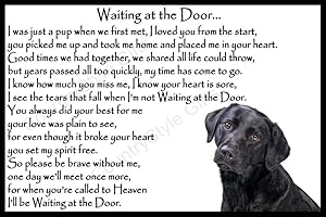 COUNTRYSTYLE GIFTS Black Labrador Pet Dog Bereavement Memorial Flexible Magnetic Plaque - Waiting at The Door