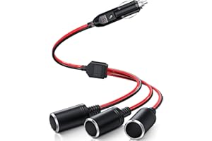 GTIWUNG 1 a 3 encendedor cable de extensión, coche encendedor de cigarrillos macho a hembra, adaptador divisor 1 a 3 con luces LED