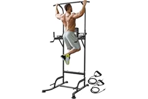 XN8 SPORTS Xn8 Dip Station Multifunctional Pull Up Bar Free Standing Power Tower Adjustable Dip Bars for Home Training Gym, 7 in 1 Chin up, Push Up, Sit Up, Triceps, Abdominal Exercise