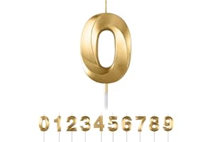 ‎PARTYHAUSY Geburtstagskerzen Zahlen 0,Gold Geburtstagskerzen, 3D Diamant Form Kuchen Kerzen Zahl 0 1 2 3 4 5 6 7 8 9 Glitzer Kuchen Topper Dekoration für Hochzeit Geburtstag Jubiläum