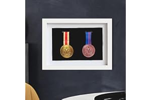 WANLIAN Espositore per medaglie/Cornice, Scatola per medaglie, 2 medaglie, vetrina Multiuso 3D, medaglia Perfetta per Corsa, Maratona, Ginnastica e Tutti Gli Sport, medaglie Militari, distintivi, A4,