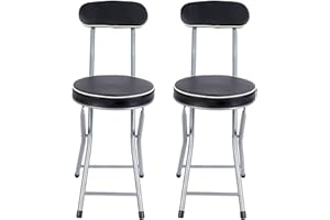 Cocoarm Tabouret Pliant, Chaise Pliable pour économiser de l'espace Structure Stable Design Pliable avec Coussin en éponge en Cuir PU pour Bureaux pour Salons pour Chambres à Coucher