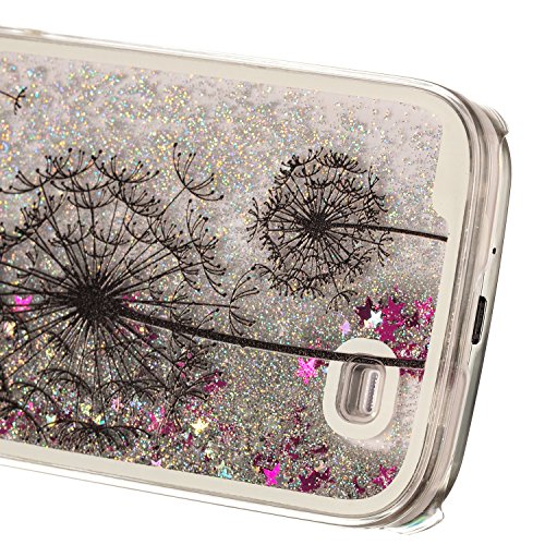 Für Samsung Galaxy S4 Hülle,Für Samsung Galaxy S4 Flüssigkeit Handyhülle,Funyye Luxus Luxuriös [Bunten Muster] Liebe Herzen Star Fließt Treibsand Durchsichtige Handytasche Glänzend Glitzer Diamond Diamant Fließen Flüssig Flüssigkeit Handyhülle Handy Hülle Case Tasche Crystal Case Durchsichtig Schutzhülle Etui Bumper Für Samsung Galaxy S4 + 1 x Frei Displayschutzfolie – Silber Glitter,Schwarzer Löwenzahn - 3