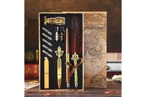 XUBX Zestaw długopisów do kaligrafii, luksusowy uchwyt i atrament, pióro wieczne z 17 piórami, uchwyt na długopisy, pieczęć i wosk