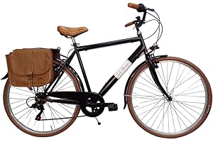 Cicli Tessari - bicicletta uomo bici da passeggio city bike 28'' vintage con borse laterali cambio 6 velocita'