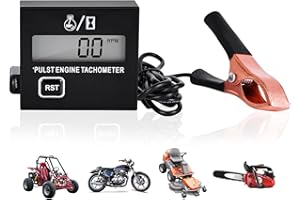 BORDEAG Digitaler Drehzahlmesser Induktiver Drehzahlmesser: Drehzahlmesser Motorsäge Mit Stundenzähler, Motortachometer Wasserdicht, Digitaler Kettensägen-Drehzahlmesser Für Rasenmäher Und Motorräder