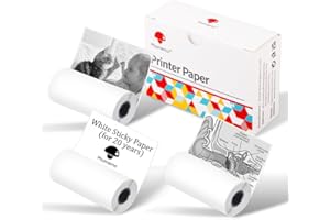 Phomemo Thermal Paper - M02/M02Pro/P2S/M02S/M03/M03AS/M04S/M04AS Mini Sticker Printer Paper, Self-Adhesive Sticker Paper, 3 Rolls, White