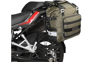Rhinowalk Borsa da sella per moto, borsa per portapacchi impermeabile, con chiusura rapida, 20 l, adatta per la maggior parte delle moto sportive e avventure (verde, 1 singolo)