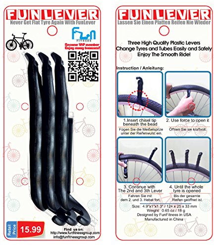 Fahrrad Reifenheber ★ Premium Gehärtete Plastik Hebel, zur Fahrradschlauch Reparatur ★ Unverzichtbarer Werkzeugsatz für Fahrradfahrer ★ 3er Set ★ 5 Farbe (Schwarz / Silber / Gerb / Rosa / Rot) - 8
