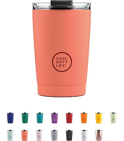 Cool Bottles - Tumbler - Gobelet Isotherme En Inox - 550 Ml - Pastel Coral - Tasse à Café Thermique - Couvercle Hermétique - Boissons Froides 10h Et Chaudes 5h - Finition Anti-tâches