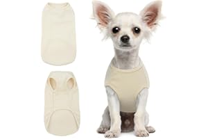 Hjumarayan Sweter dla psa – Chihuahua ubranie dla małych psów, szczeniaków, oddychające piżamy, podstawowe ubranie, ubranie dla buldoga francuskiego, Pomeranian, maltańczyk, beżowy, XXS