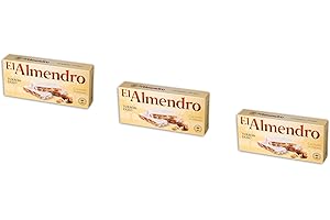 El Almendro - Pack comprend 3 Turron duro, Nougat dur d'Amande - Qualité Suprême - 200gr (Sans Gluten) - (Touron)Produit Espagnol / Nougat Espagnol