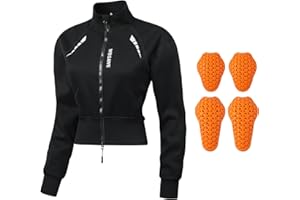 WOSAWE Veste de Moto Hiver pour Femme - Polaire Chauffant, Protection Épaule & Coude Certifiée CE, Design Crop