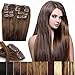 Produktbild OUBO 100% Remy Clip-In Extensions Set 17 Clips 9 Teilig Echthaar Dicke Haarverlängerung Haarverdichtung Haarteil Glatt 11 Farben, 6# Mittelbraun, 45 cm, 85g