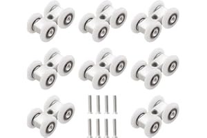 alwaiiz Roulettes pour portes coulissantes, 8 pièces, Blanc, Aluminium, Plastique