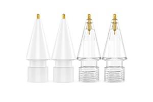 NIUTRENDZ Pack de 4 Pointes de Rechange pour Apple Pencil 2nd et 1st Génération Amélioration Métal Fine Tip Haute Sensibilité Embout Nibs de Rechange Stylus (Blanc + Clair)