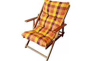 EffeDecor Cuscino Imbottito per Ricambio Poltrona Sedia Sdraio Relax Made in Italy Ideale per Interno,Esterno,Giardino,Terrazzo,Cortile Disponibile in Varie Colorazioni (1, Arancione a quadri)