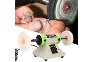 Qinlorgon Lucidatrice per Gioielli, lucidatrice da banco a Doppia Testa per lucidatrice da banco(Spina UE 220V)