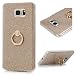 Produktbild Note 5 Fall, Samsung Galaxy Note 5 Fall - 360 Grad drehbar Metall Ring Standfuß mit Bling Shiny Glänzend Sparkle Abnehmbarer Back Shell Slim Fit Weiche TPU Gel Cover von badalink, goldfarben