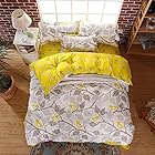 Ahmedabad Cotton Comfort 160 TC Cotton Double Bedsheet with 2 Pillow Covers - Grey and Yellow