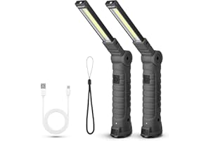 Suranew Lampe de poche LED Lampe de Travail, COB Baladeuse LED lampe torche avec Base Magnétique 5 Modes Lumière USB Camping Lampe pour Garage, Camping, d'urgence, etc