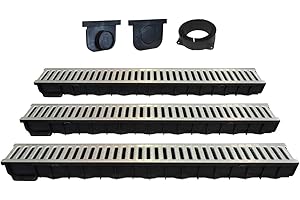 Jardibric - 3 Caniveaux de 1m + 3 grilles + 2 obturateurs+1connecteur. Dim intérieur l 92mm x H 66mm, Classe A15