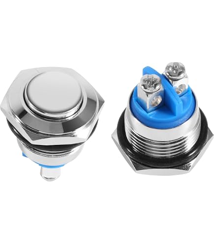 Interrupteur Pression Acier Inox - Diamètre 25mm, Plat, IP65, IK09, 3A 250V