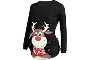 DAY8 Vêtement Femme Enceinte Hiver Pas Cher a la Mode Pull Femme Enceinte Noël Atuomne Chemise Femme Enceinte Manche Longue Printemps Maternité T Shirt Grossesse Tunique Haut Tops Blouse