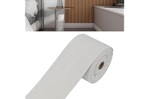 IGTOPS Battiscopa morbido, autoadesivo, flessibile, larghezza 10 cm, impermeabile, bordatura per carta da parati (10 cm x 5 m, venature del legno bianco)