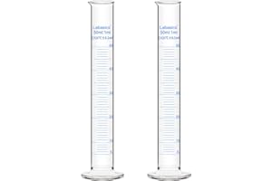 Labasics 2-Pack 50 ml Vidrio de Borosilicato Cilindro Graduado de Medición Cilindro