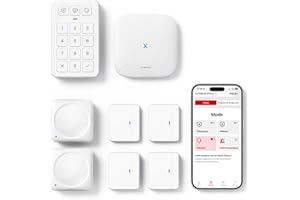 X-Sense Kit de Sécurité pour la Maison, Alarme sans Fil Compatible avec Alexa et Application pour Alertes en Temps Réel, Station de Base, Capteurs de Porte, Détecteurs de Mouvement, Clavier, AS08