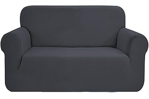 SAMSTEX Stylish Sofa Cover Stretch 1-Piece Sofa Slipcovers High Stretch Sofa Covers 2 Seater Thick Soft Loveseat Sofa Protector Machine Washable Non Slip Couch Covers (2 Seater, Grey)