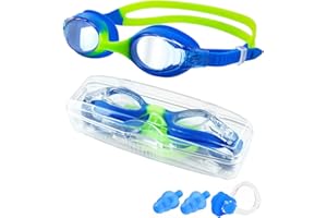 Kemraes Kids Swimming Goggles 6-14 Years Waterproof HD Anti Fog No Leaking Kids Swimming Goggles Wide Vision Soft Silicone Quick Kids Goggles Adjust Split Yoke Comfort Strap Swimming