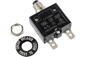 HUAREW HUWREW 18 Amp Push Button Circuit Breaker 125-250V AC 50V DC L1 Series Manual Reset Thermal Circuit Breaker 18A Thermal Overload Protector
