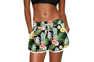 For G and PL Damen Sommer Boardshorts Tropical Mit Bund Und Druck Boardhose S-XXL